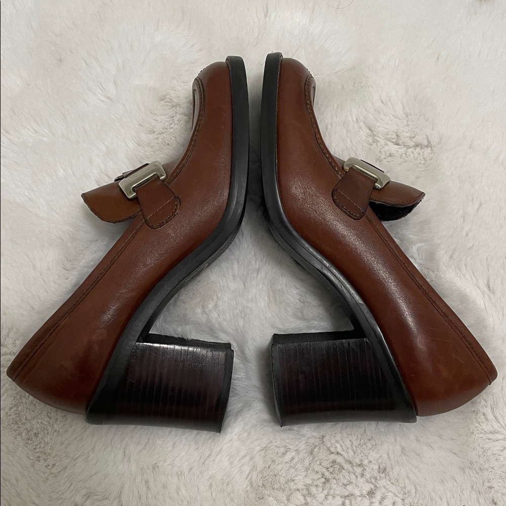 Vintage 90s Nine West Jenkins Brown Leather Chunky Heel Shoes Size 6M - Picture 7 of 14